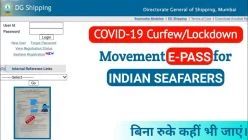 DG Shipping Issue Movement E-PASS for Indian Seafarers to travel across states.
